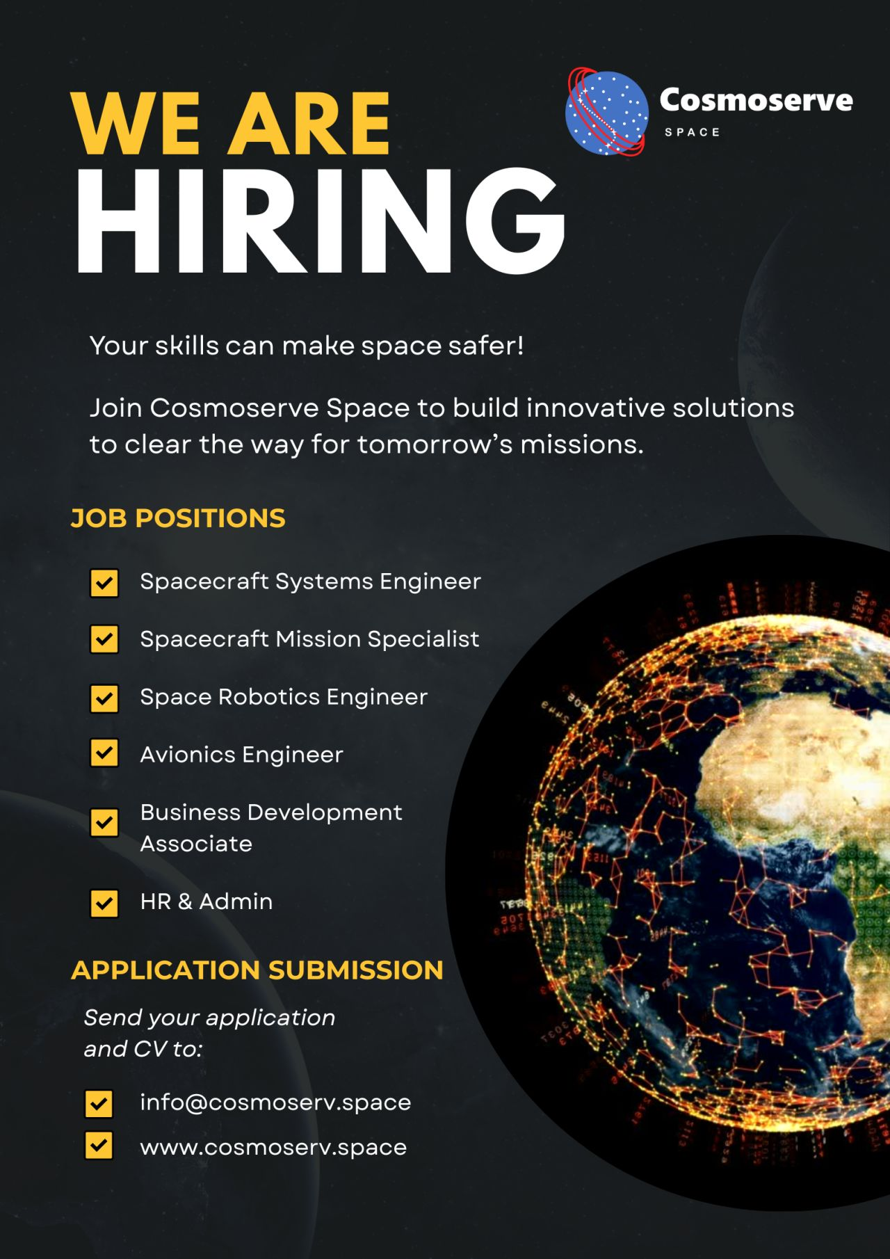 Job positions and uplink network showing hiring opportunities